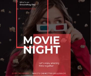 Movie Night Event Woman in 3d Glasses