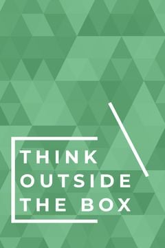 Think outside the box quote on green pattern