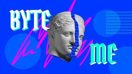 Funny Illustration with Split Antique Statue Youtube Thumbnail Design Template