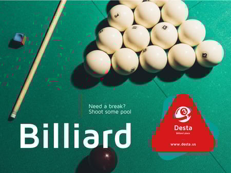 Billiard Club ad Balls on Table Presentation Design Template