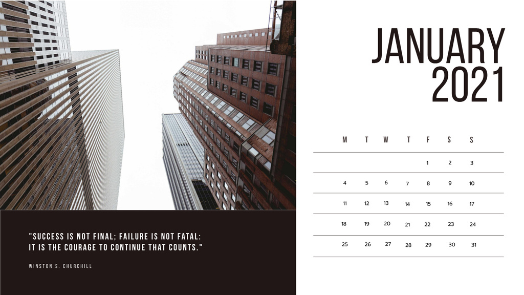 New York Skyscrapers With Business Quotes Template Online Calendar Template Crello